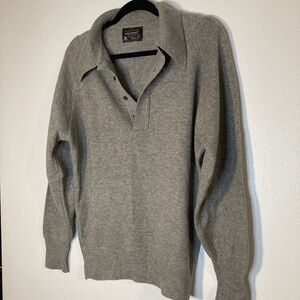 70s vintage pointed collar heather grey wool pullover sweater